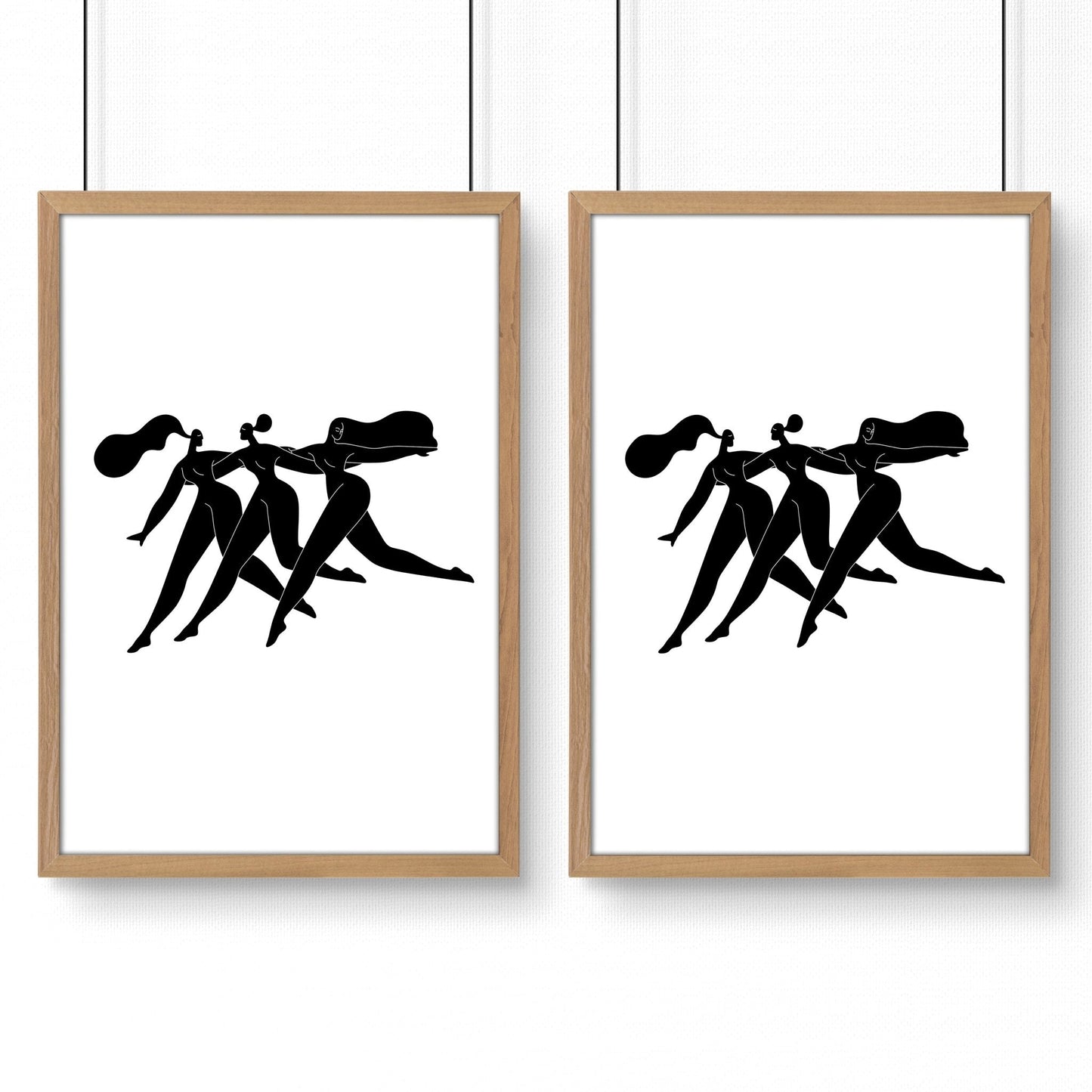 Canvas Art For Bathrooms | Set of 2 Boho Women Wall art Prints