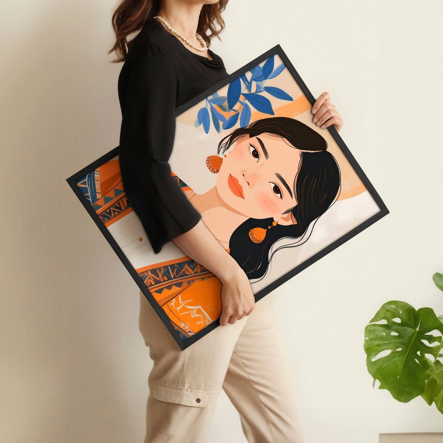 Canvas Bedroom Art | Set of 3 Boho Women Wall art Prints