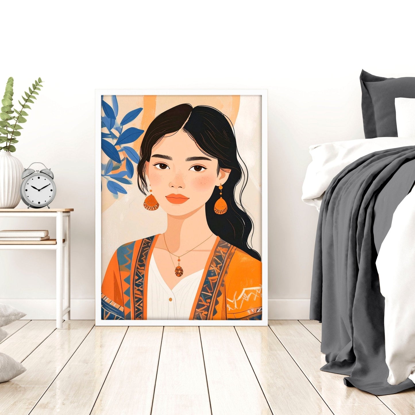 Canvas Bedroom Art | Set of 3 Boho Women Wall art Prints