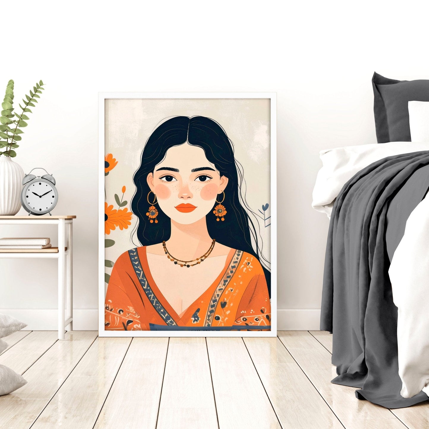 Canvas Bedroom Art | Set of 3 Boho Women Wall art Prints