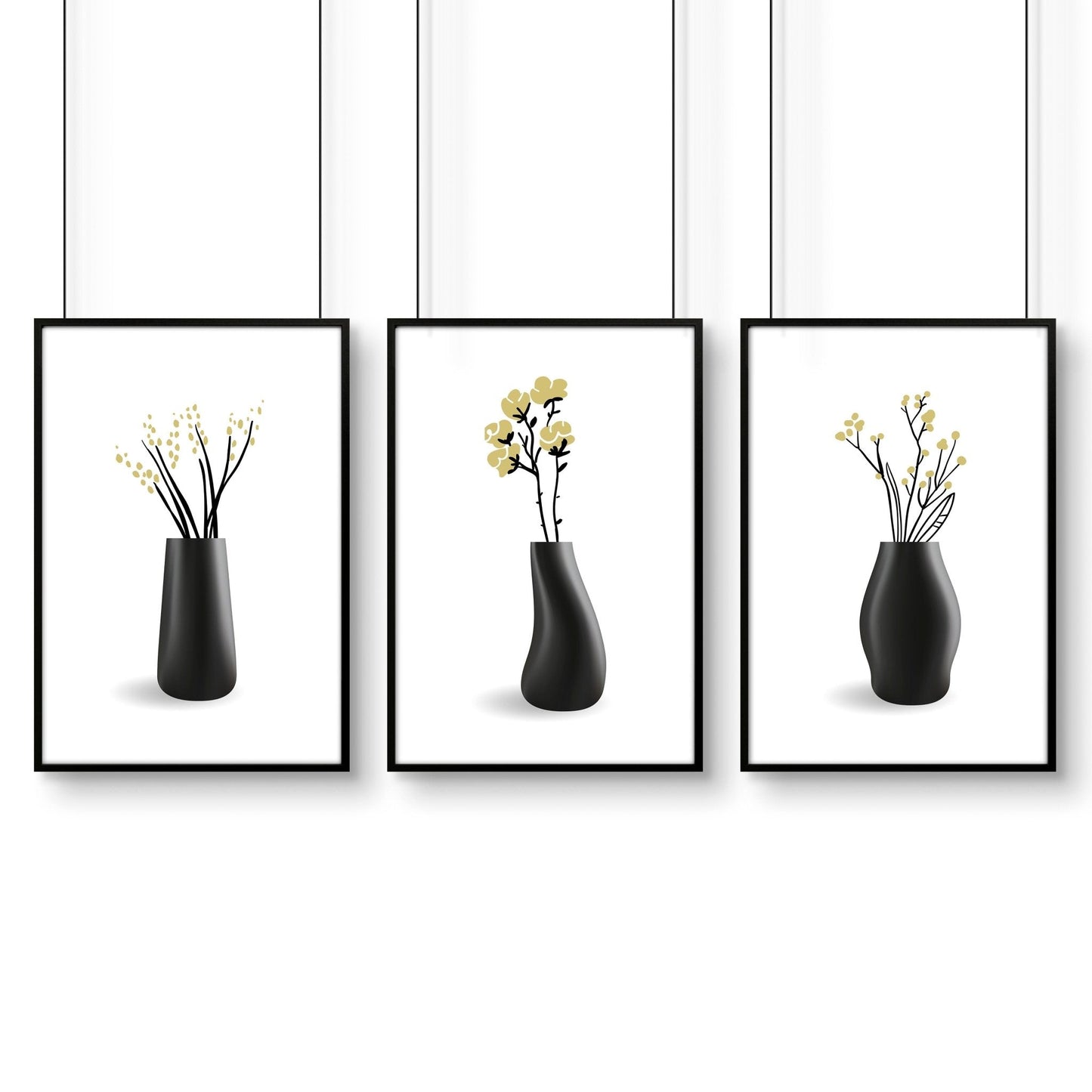 Canvas Framed Wall Art | Set of 3 Botanical Wall art Prints