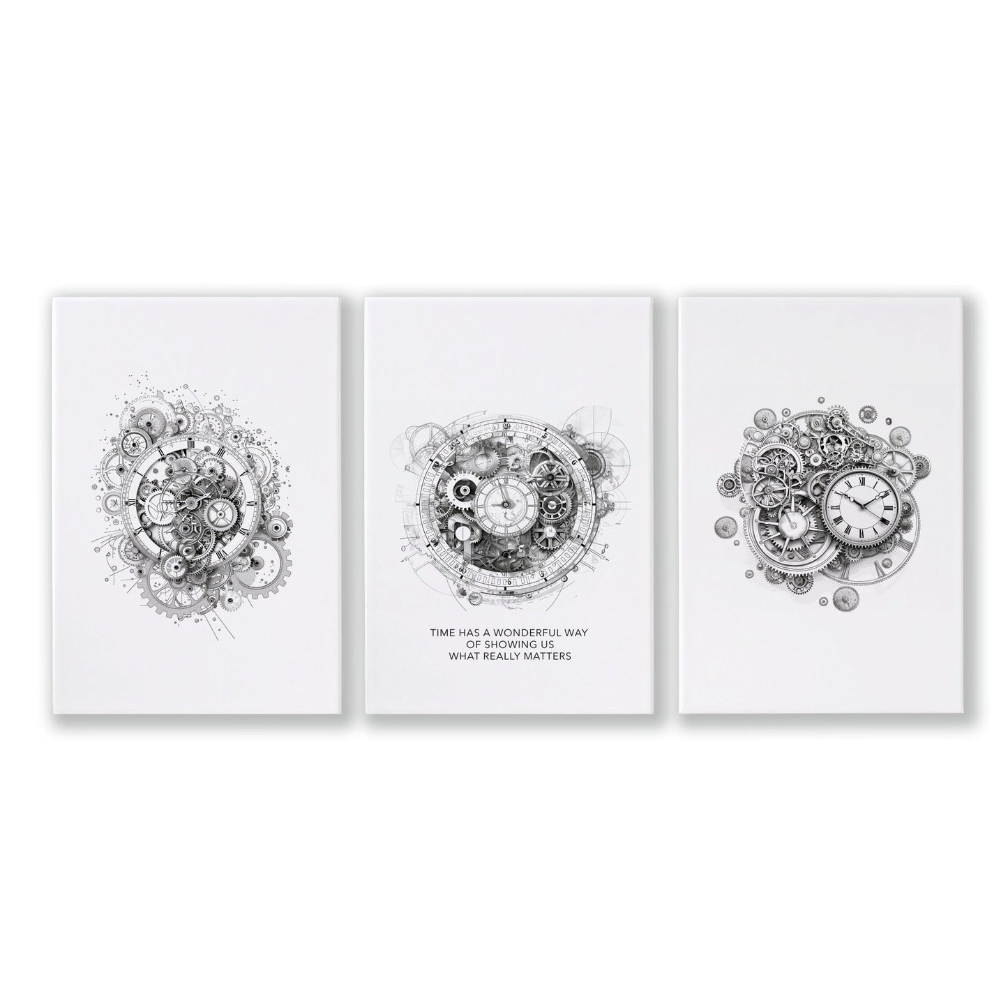 Canvas Painting Wall Decor | Set of 3 Abstract Clocks Wall art Prints