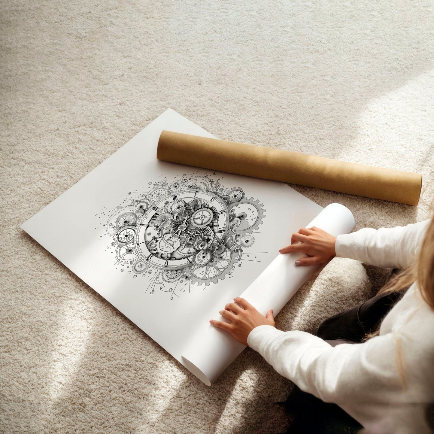 Canvas Painting Wall Decor | Set of 3 Abstract Clocks Wall art Prints