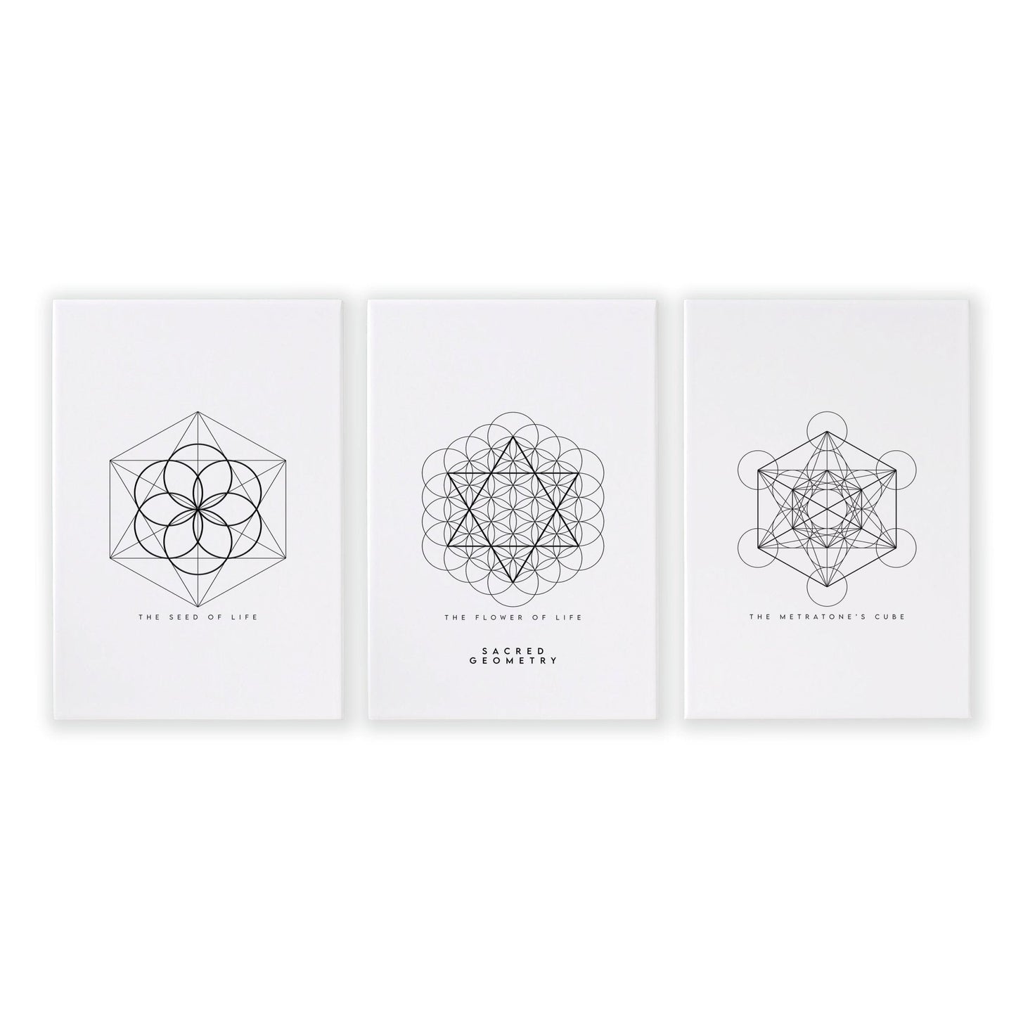 Canvas Pictures For Living Room | Set of 3 Sacred Geometry Wall art Prints