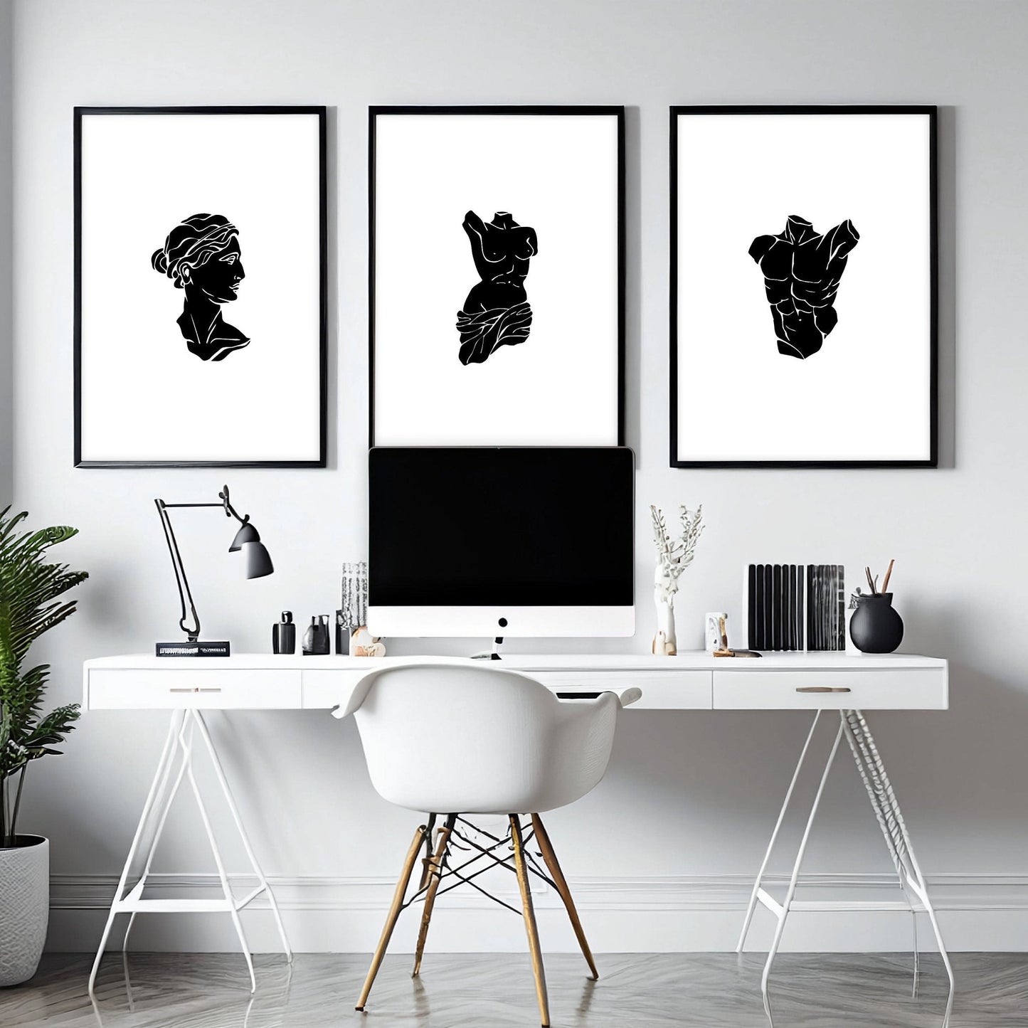 Canvas Wall Hanging | Set of 3 Sculpture Wall art Prints