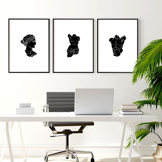 Canvas Wall Hanging | Set of 3 Sculpture Wall art Prints