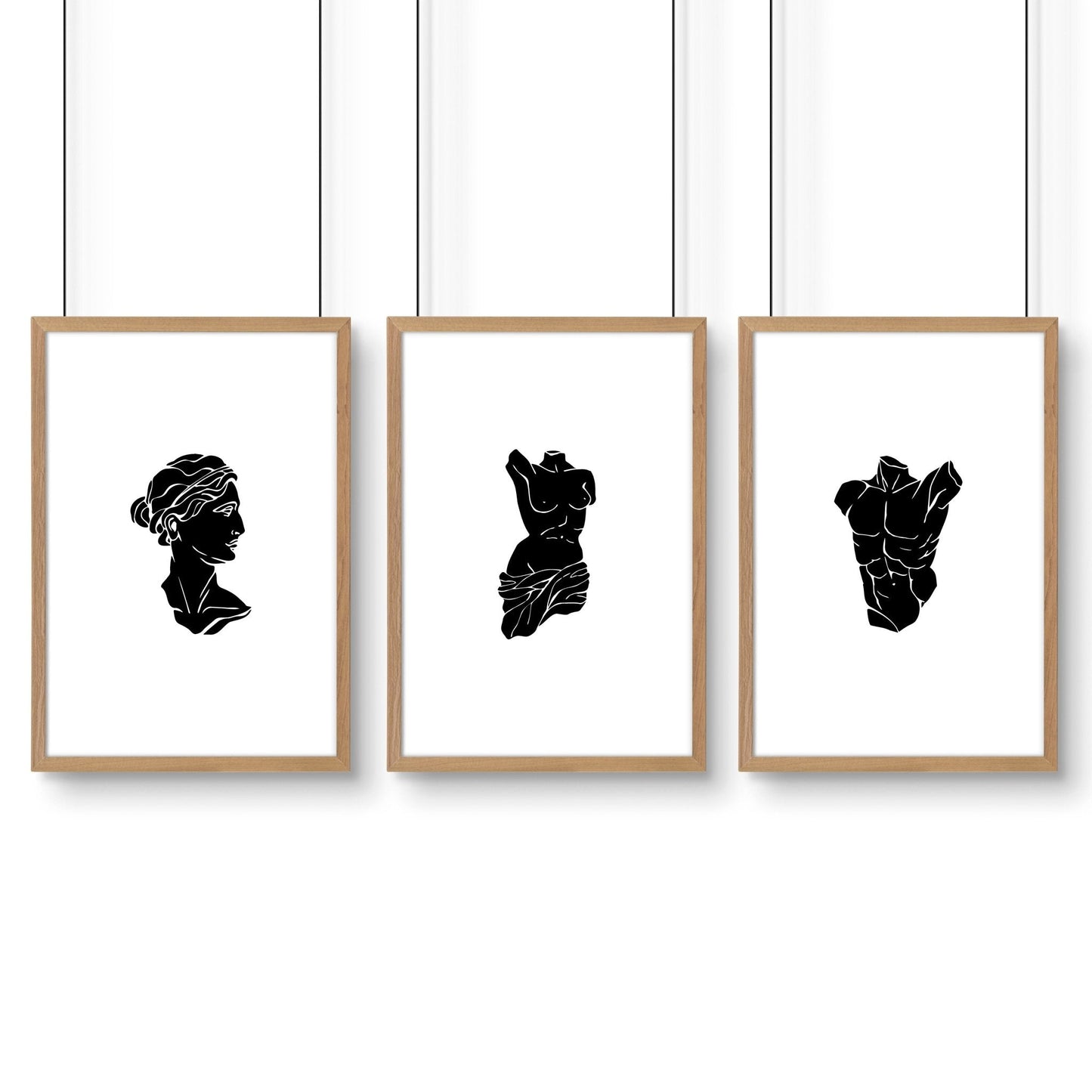 Canvas Wall Hanging | Set of 3 Sculpture Wall art Prints