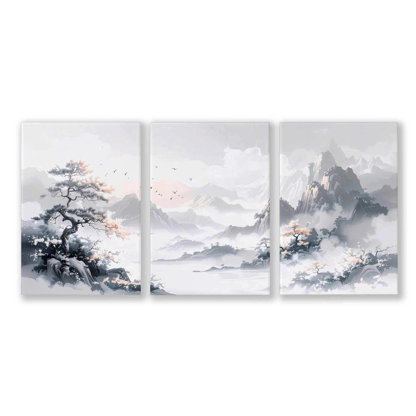 Canvas Wall Prints | Set of 3 Asian Inspired Wall art Prints