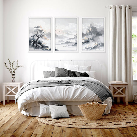 Canvas Wall Prints | Set of 3 Asian Inspired Wall art Prints