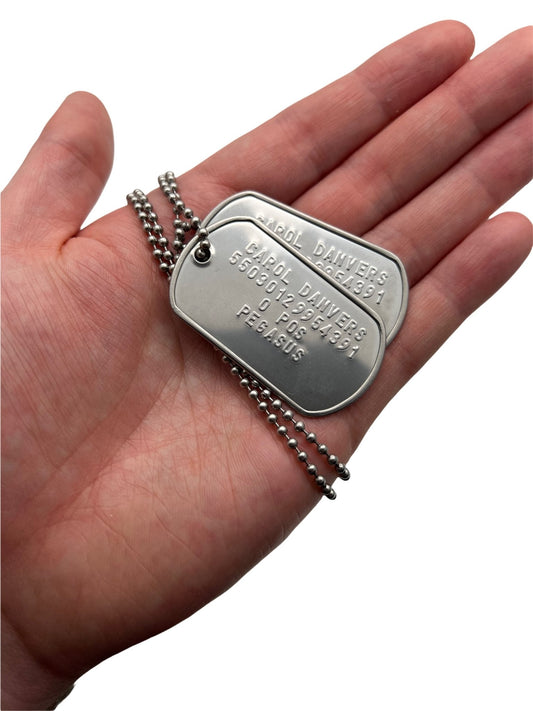 'CAPTAIN DANVERS' Military Dog Tags - Cosplay Costume Prop Replica - Stainless Steel Chains Included