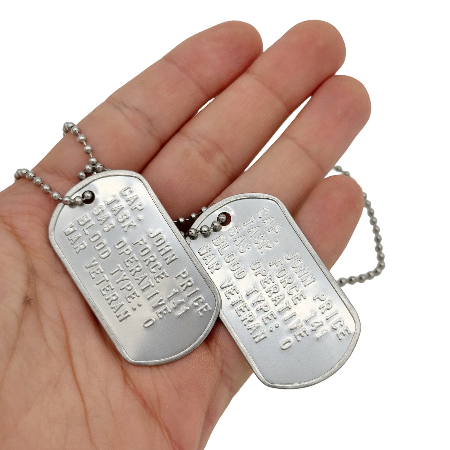 Captain John Price Military Dog Tag Set- Stainless Steel - Chains Included
