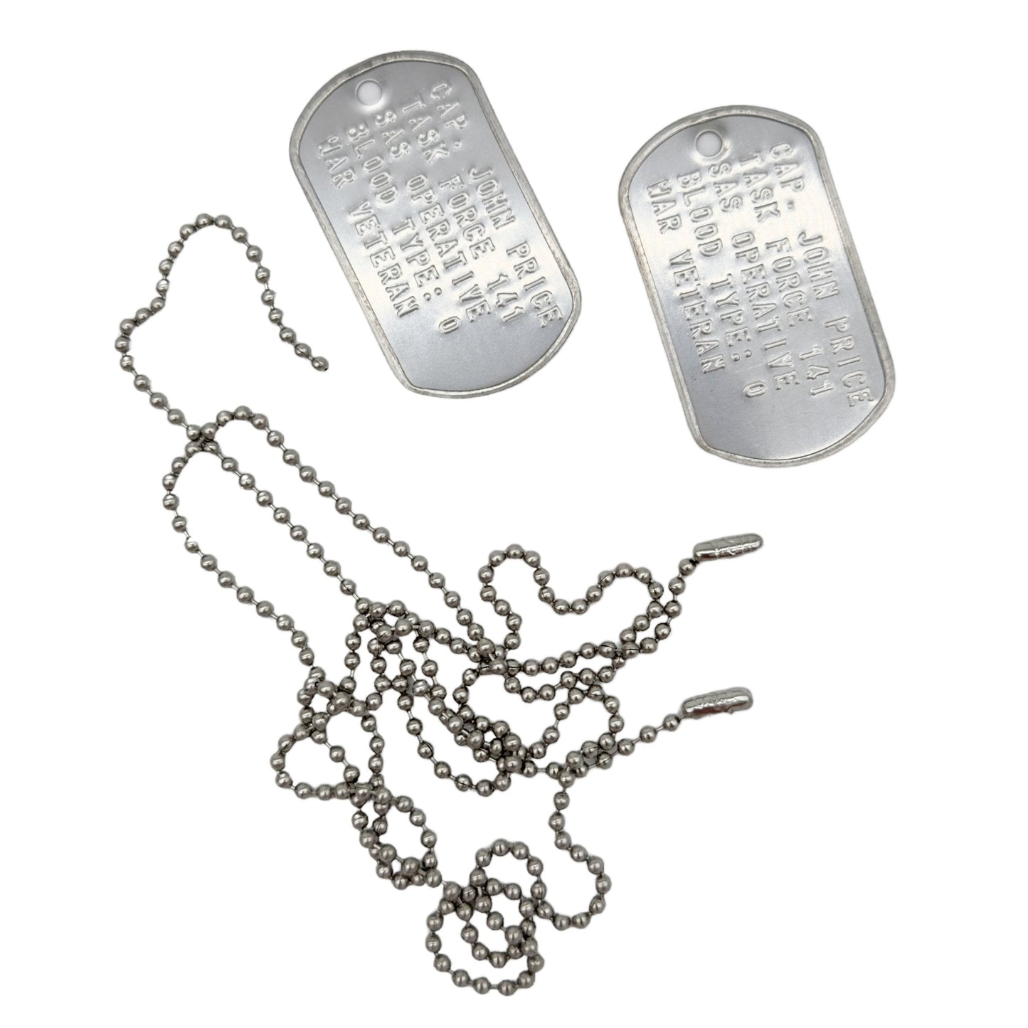 Captain John Price Military Dog Tag Set- Stainless Steel - Chains Included