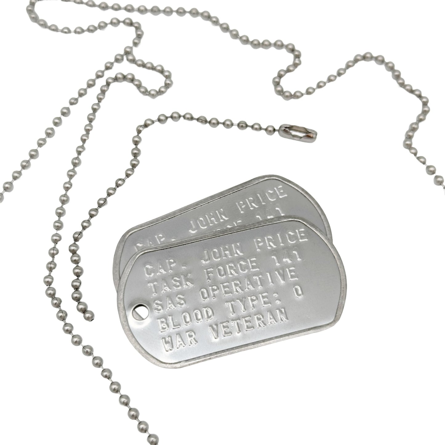 Captain John Price Military Dog Tag Set- Stainless Steel - Chains Included