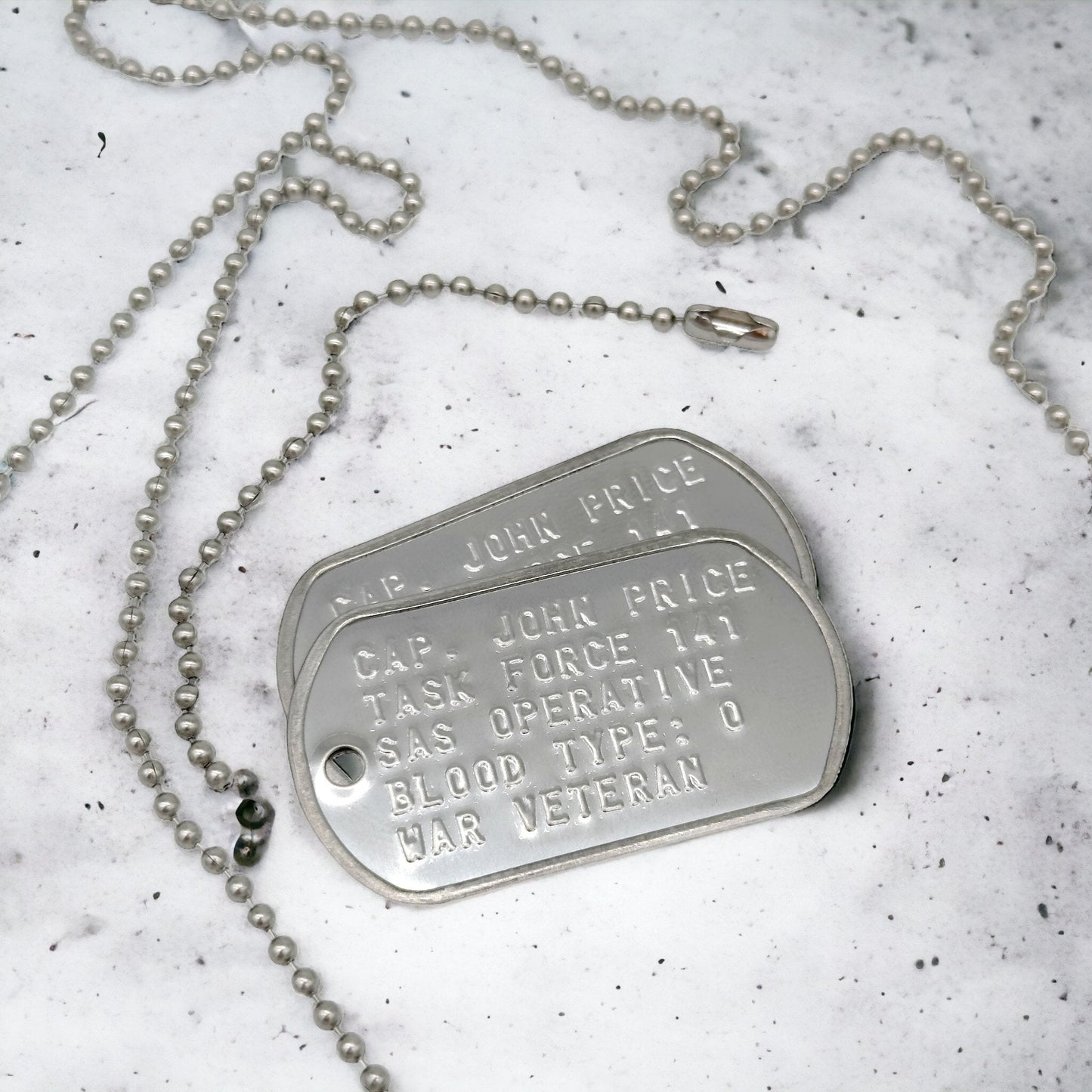Captain John Price Military Dog Tag Set- Stainless Steel - Chains Included