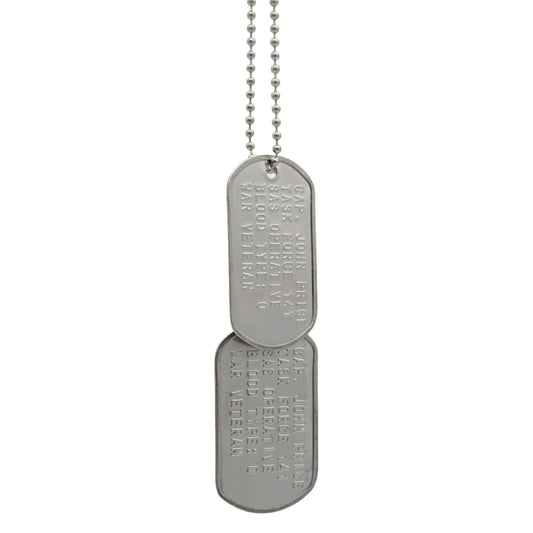 Captain John Price Military Dog Tag Set- Stainless Steel - Chains Included