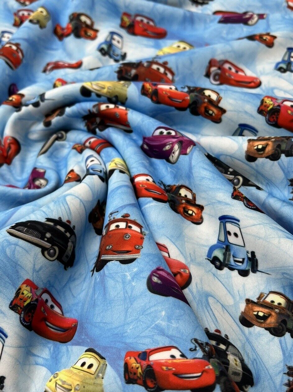 Car Printed Plain Scuba 4 Way Stretch Jersey Fabric