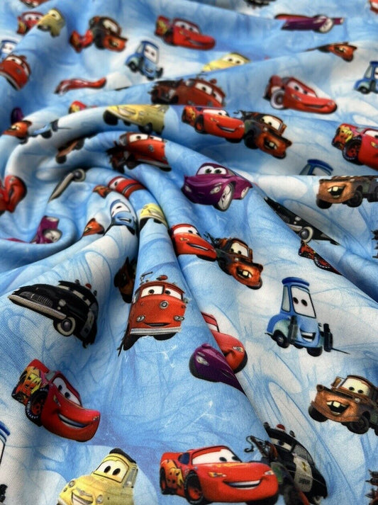 Car Printed Plain Scuba 4 Way Stretch Jersey Fabric