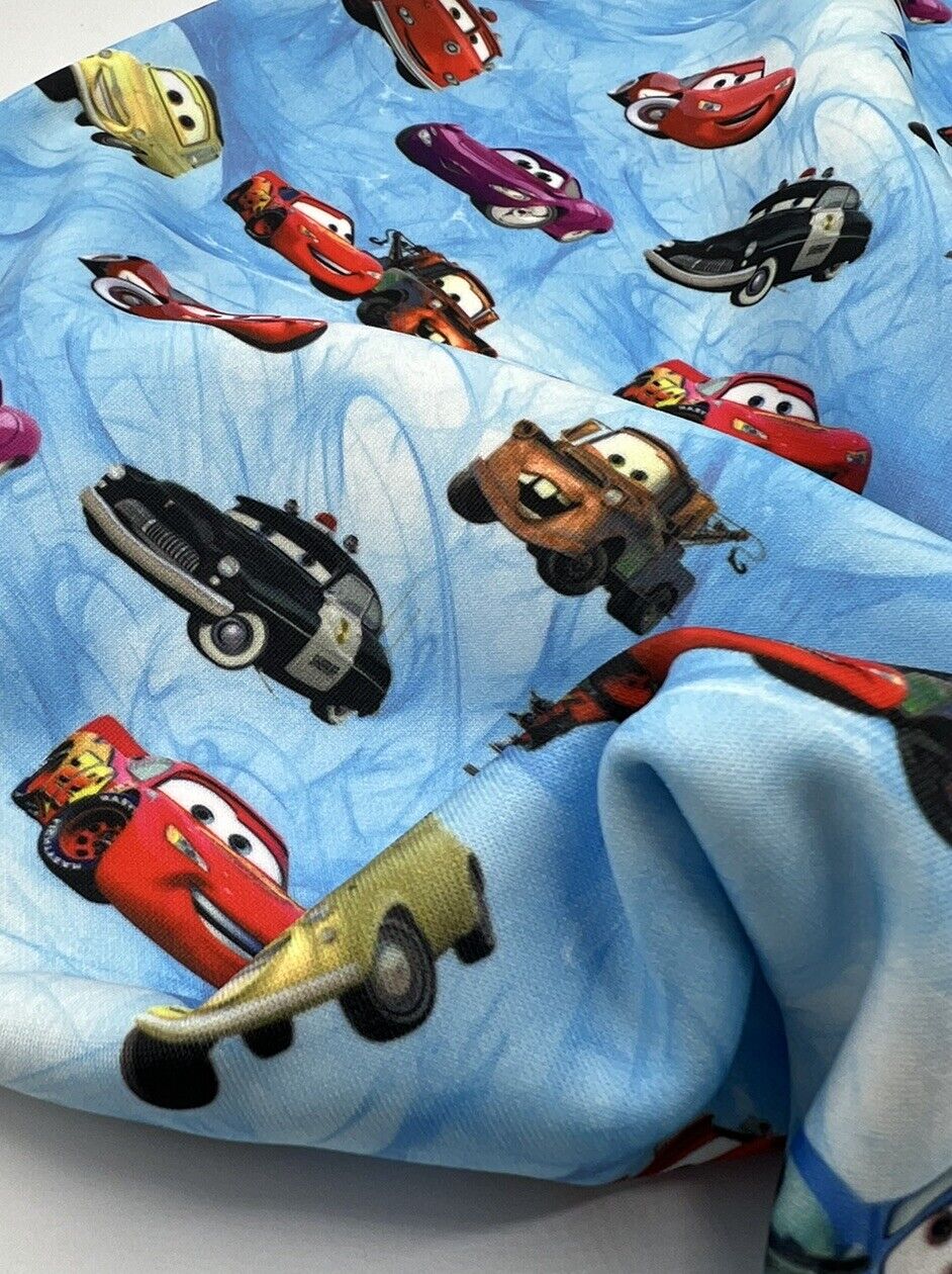 Car Printed Plain Scuba 4 Way Stretch Jersey Fabric