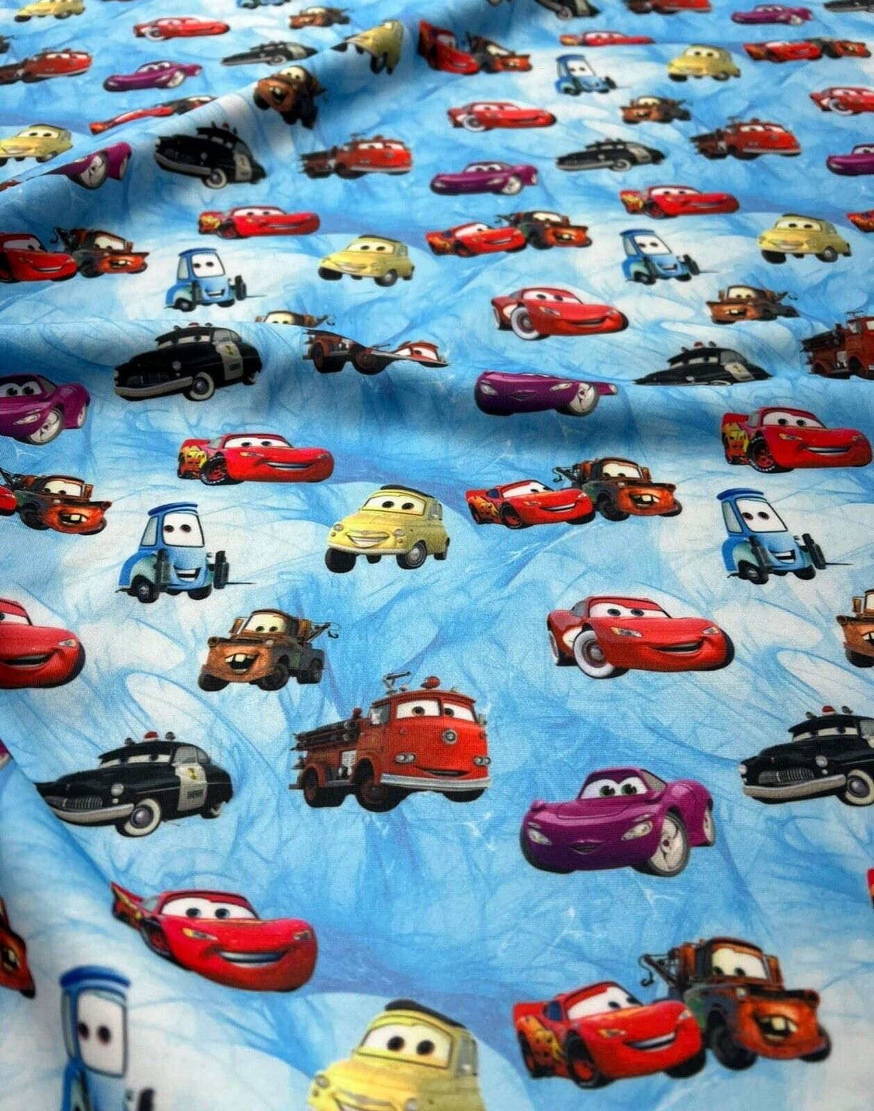 Car Printed Scuba Crepe Jersey Fabric 4 Way Stretch
