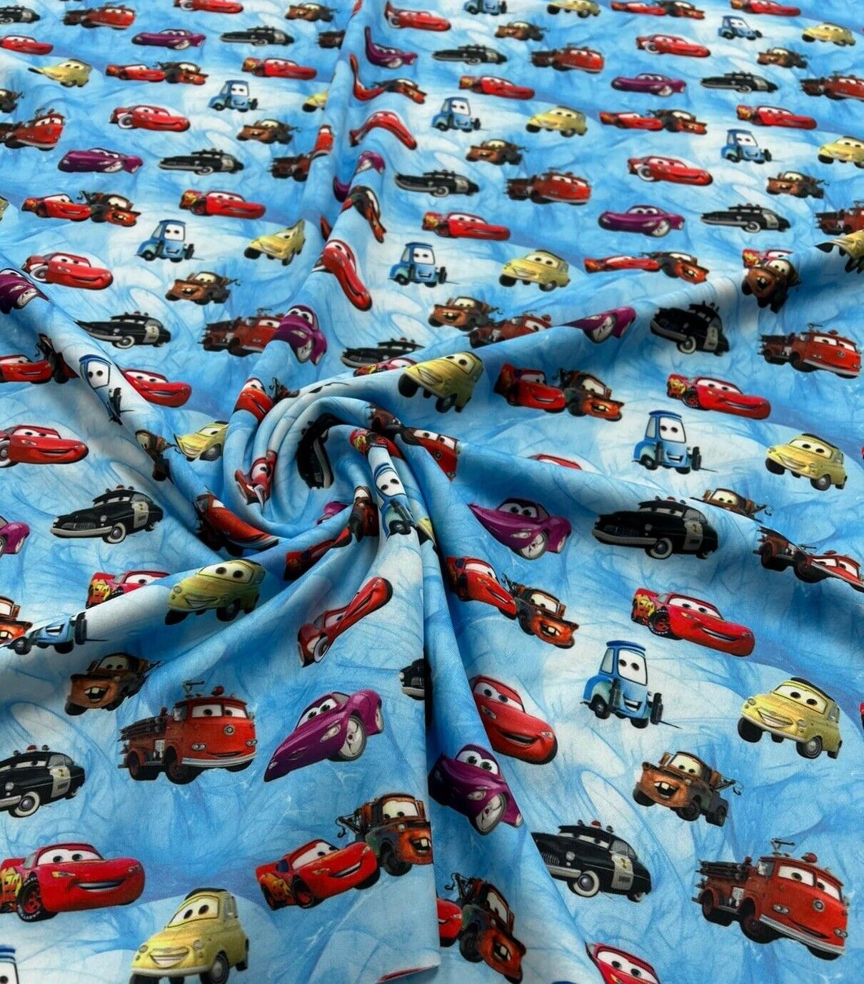 Car Printed Scuba Crepe Jersey Fabric 4 Way Stretch