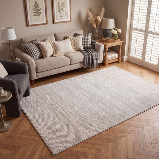 Carmel Cream-Grey Striped Rug | 6010
