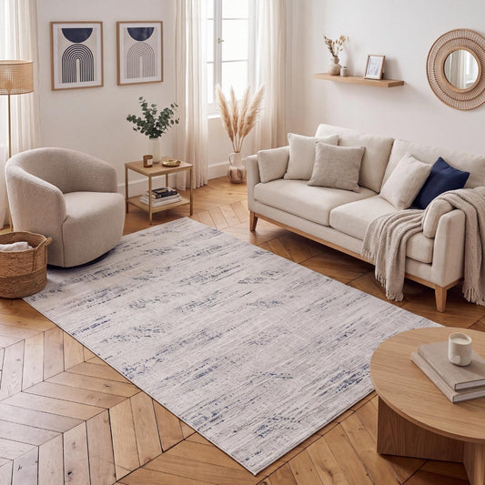 Carmel Cream-Blue Abstract Rug | 6030