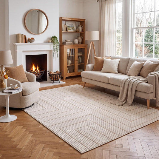 Carmel Cream-Beige Geometric Rug | 6040