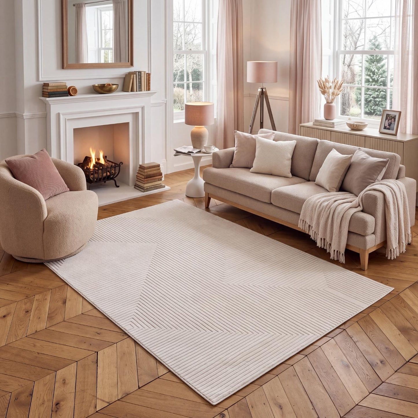 Carmel Cream Geometric Rug | 6040