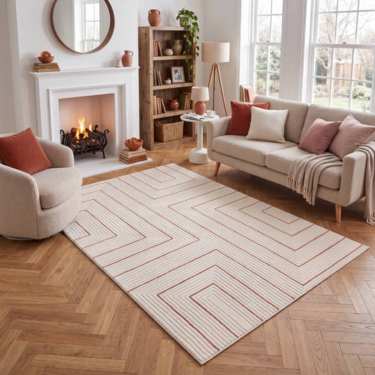 Carmel Cream-Terra Geometric Rug | 6040