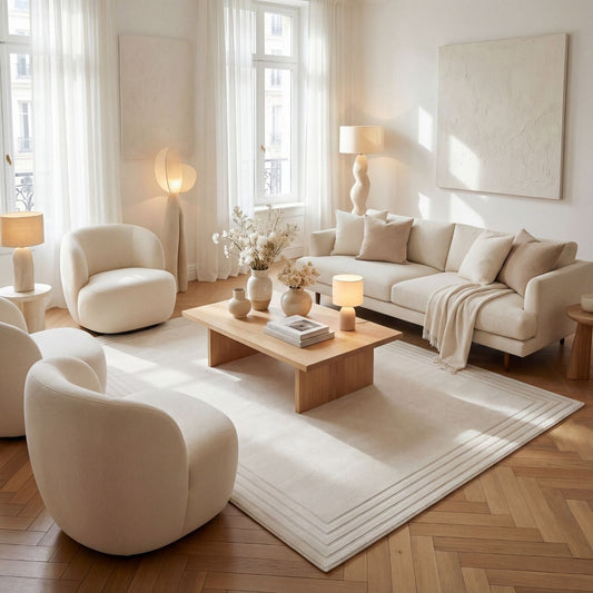 Carmel Cream Bordered Rug | 6060