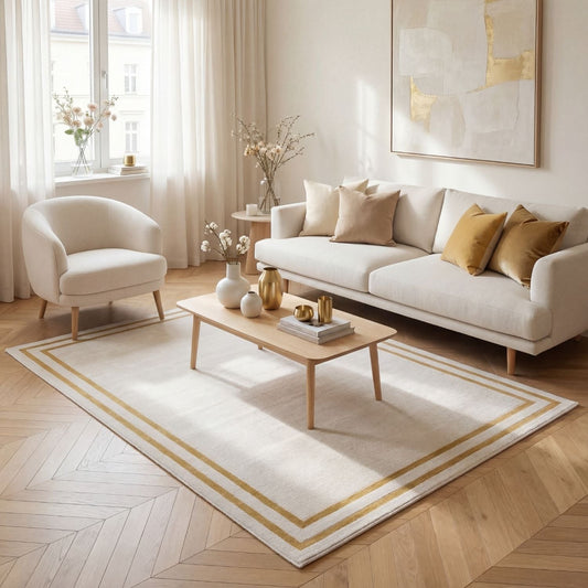 Carmel Cream-Gold Bordered Rug | 6060