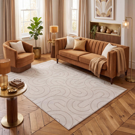Carmel Cream-Beige Geometric Rug | 6070