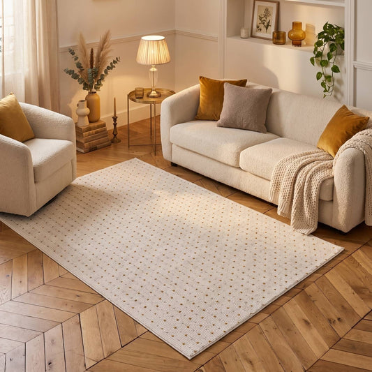 Carmel Cream-Gold Dots Rug | 6080