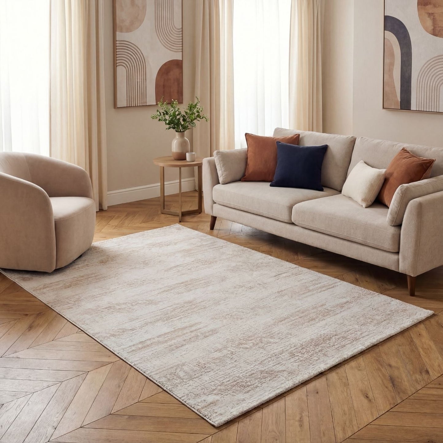 Carmel Cream-Beige Abstract Rug | 6030