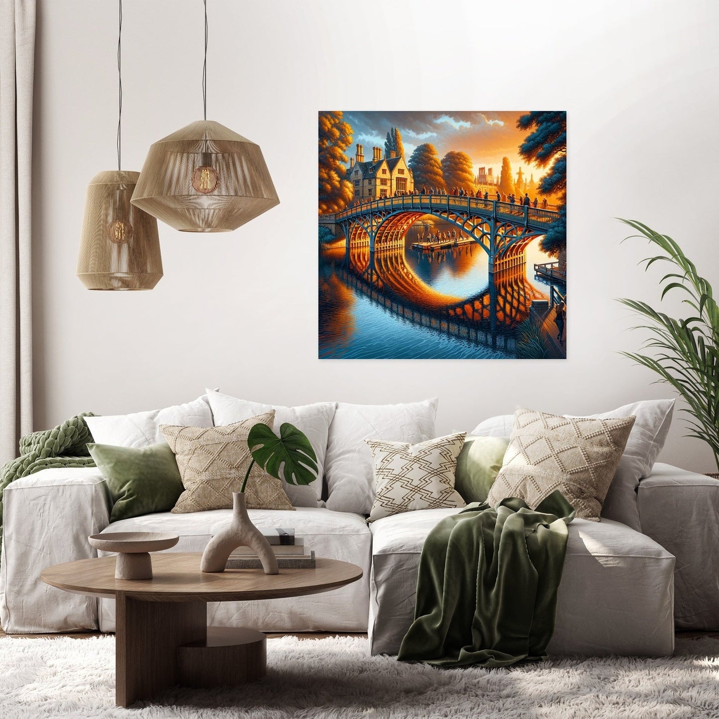 Cambridge Sunset Serenity at Mathematical Bridge Canvas