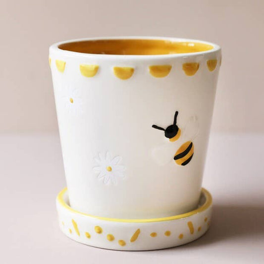 Lisa Angel Small Bee Ceramic Planter and Tray, H11cm