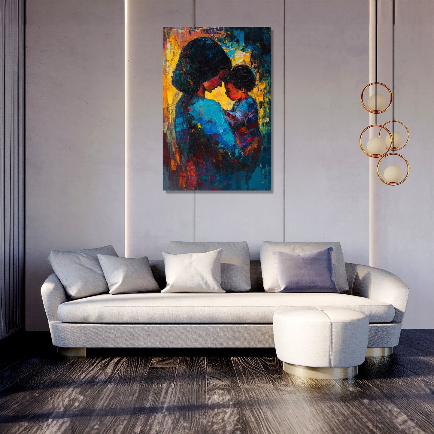 Mother and Child Vibrant Canvas