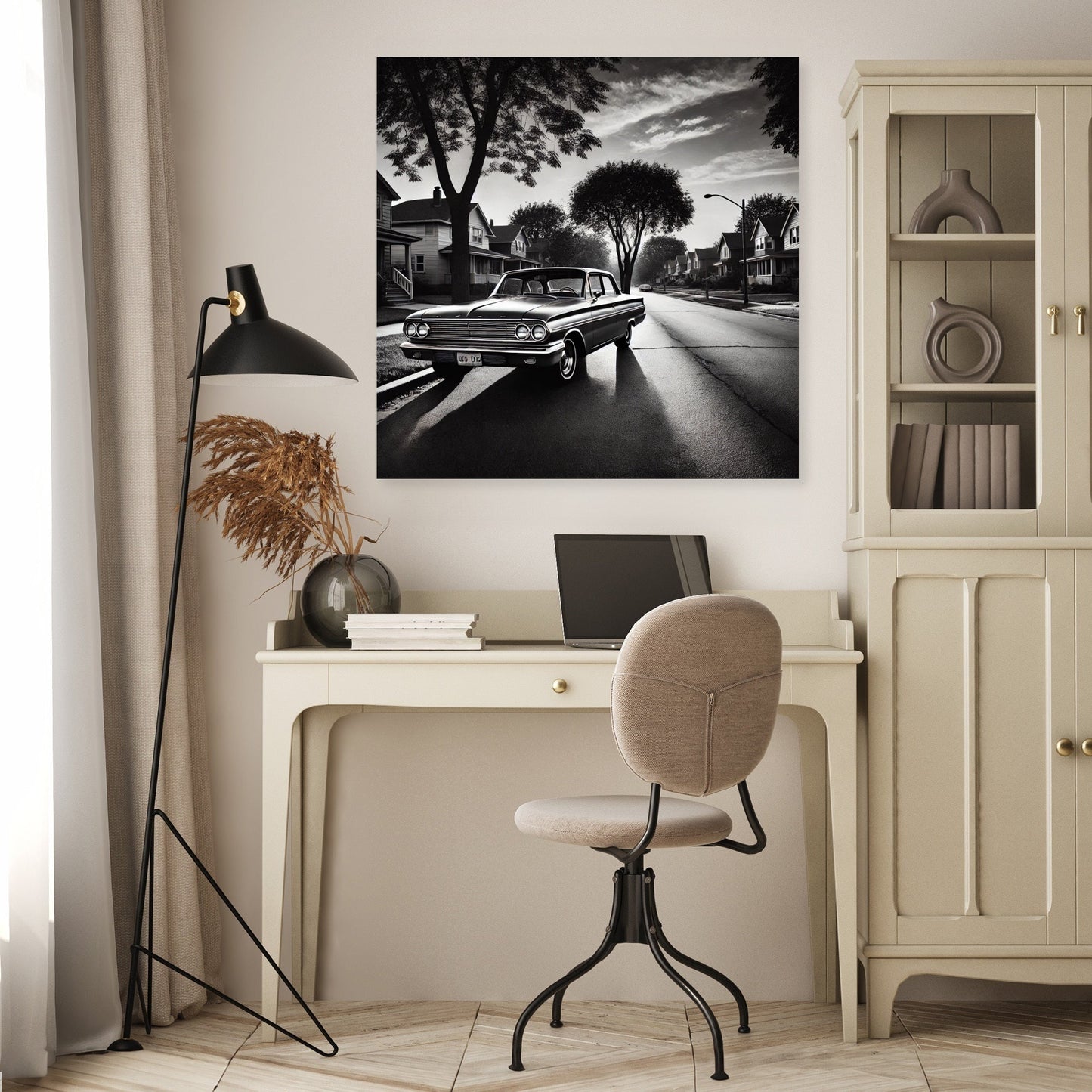 Nostalgic Suburban Drive Canvas