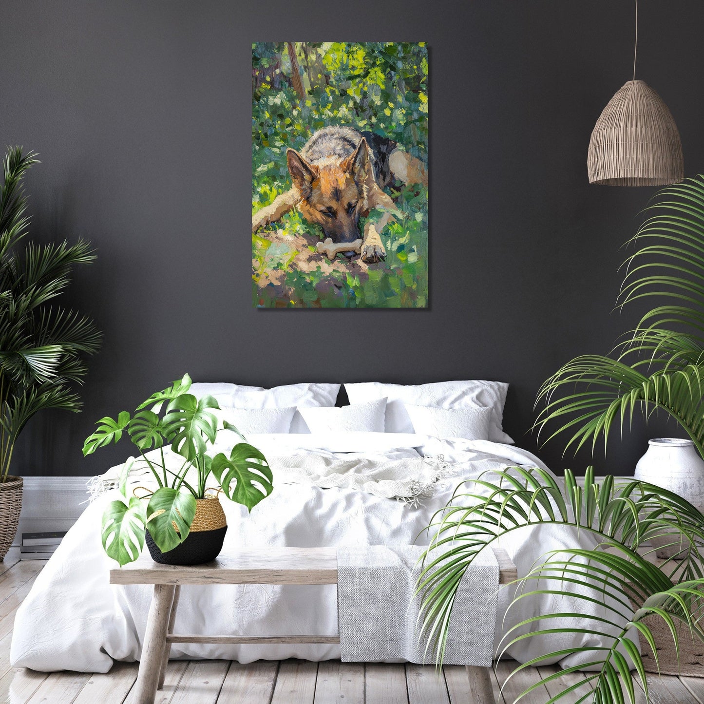 German Shepherd's Garden Canvas