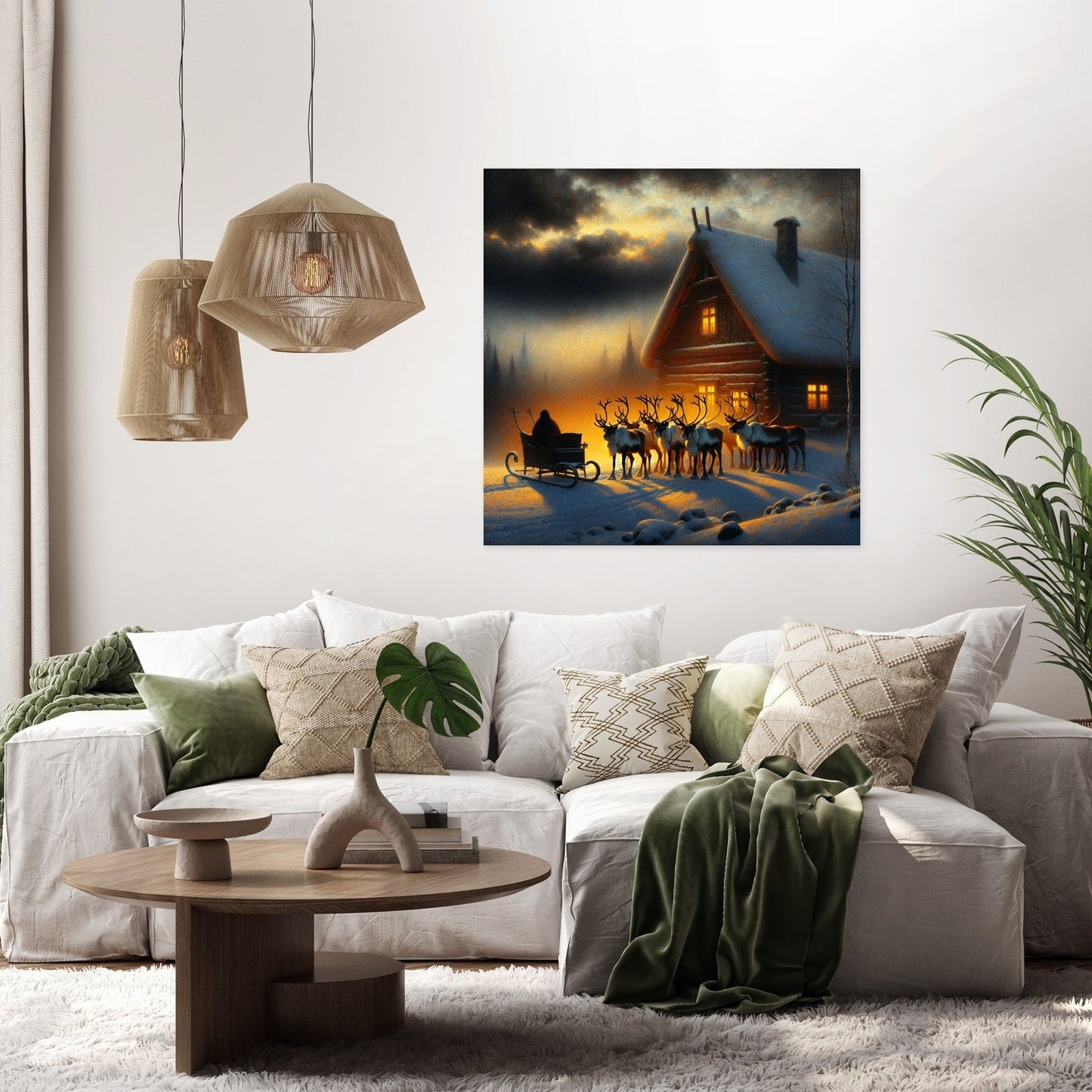 Reindeer Vigil Dusk Canvas