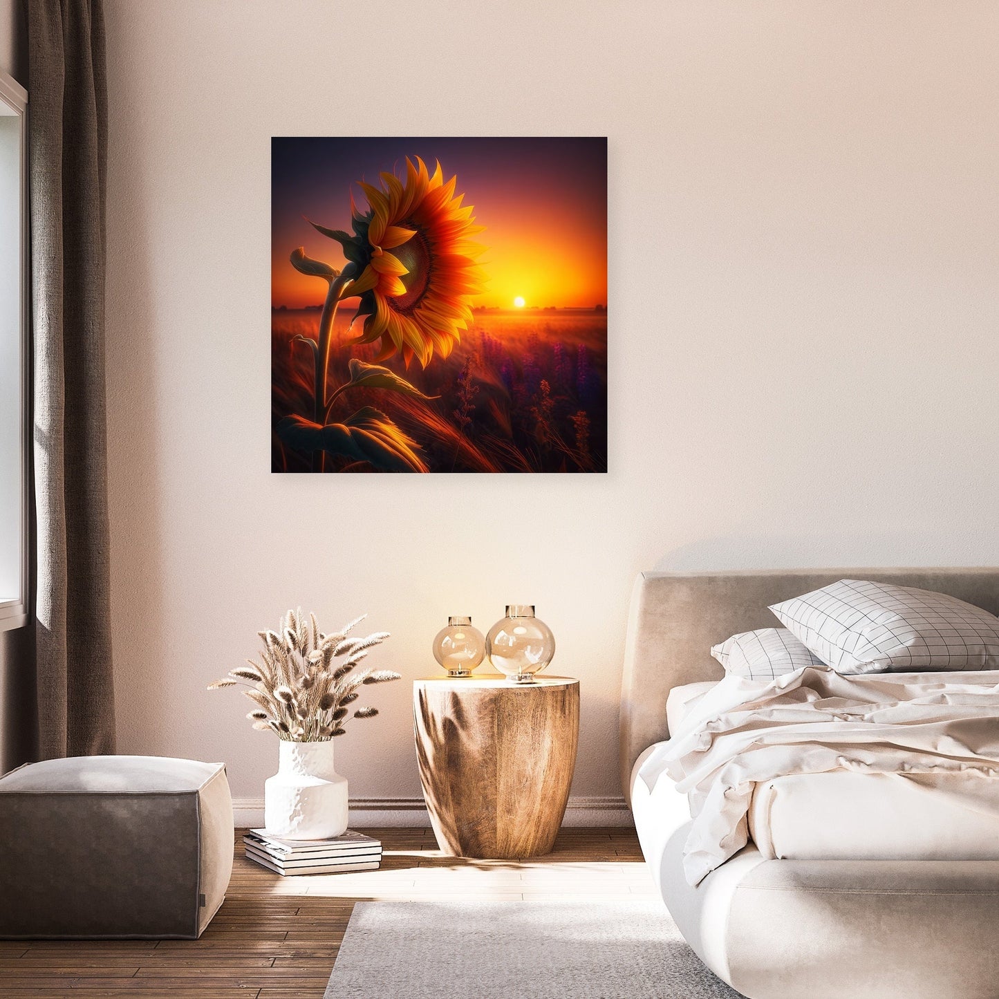 Solitary Sunset Bloom Canvas