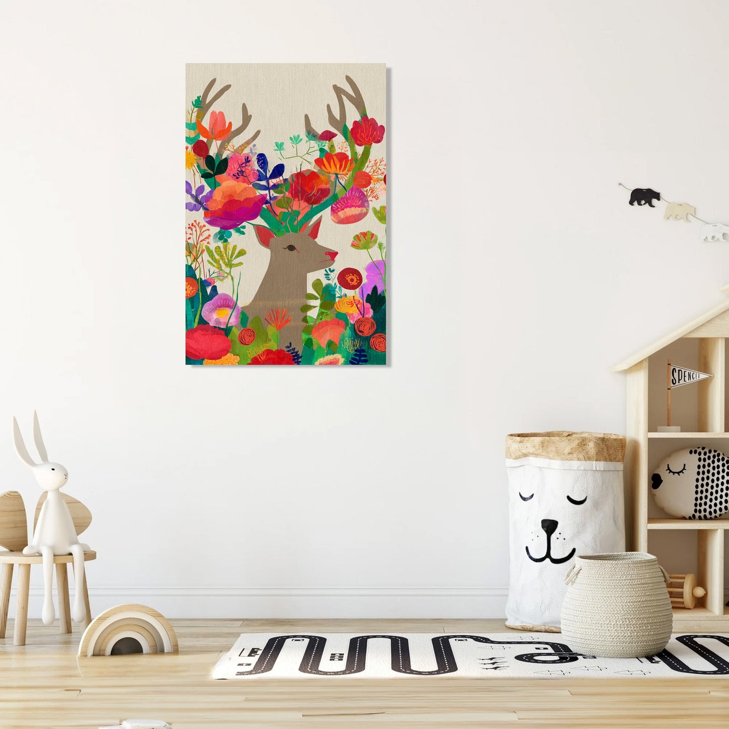 Deer with Floral Crown Canvas