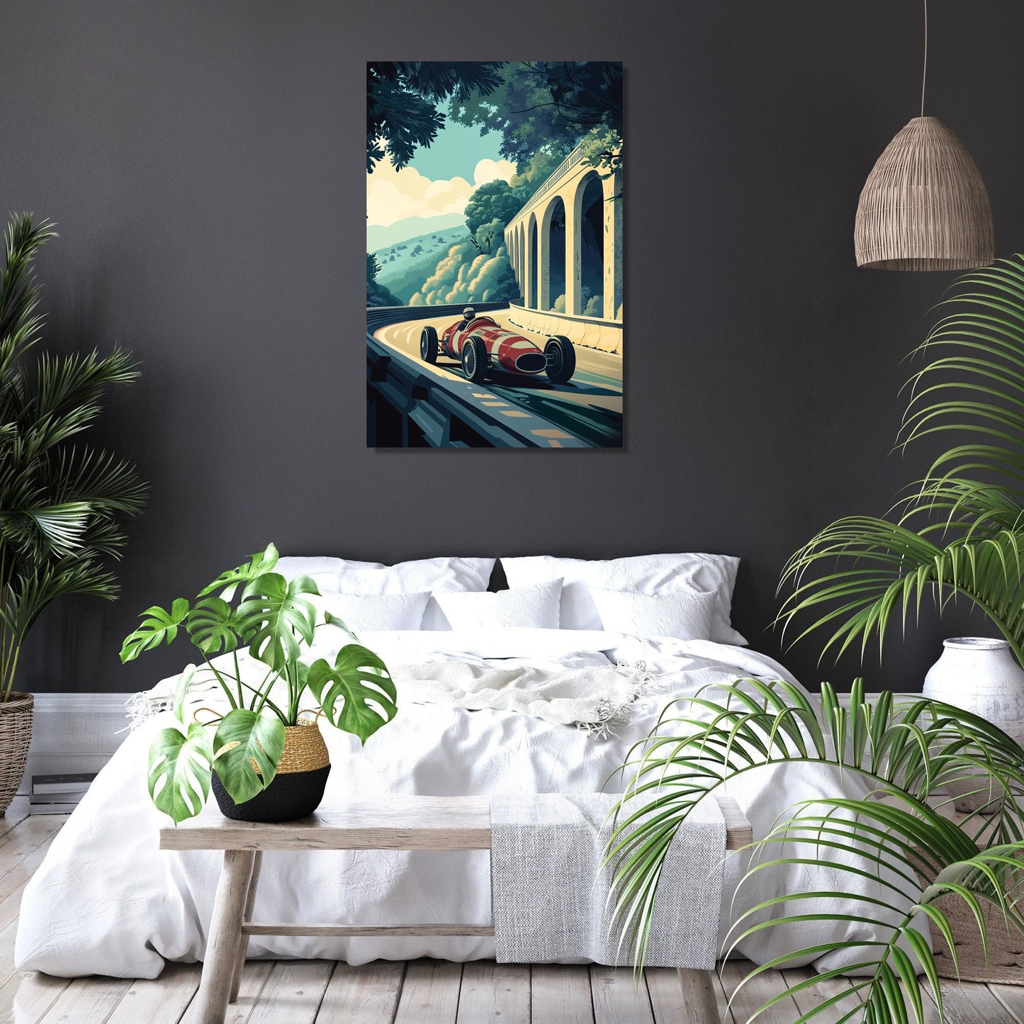 Racing Car Under Bridge Canvas