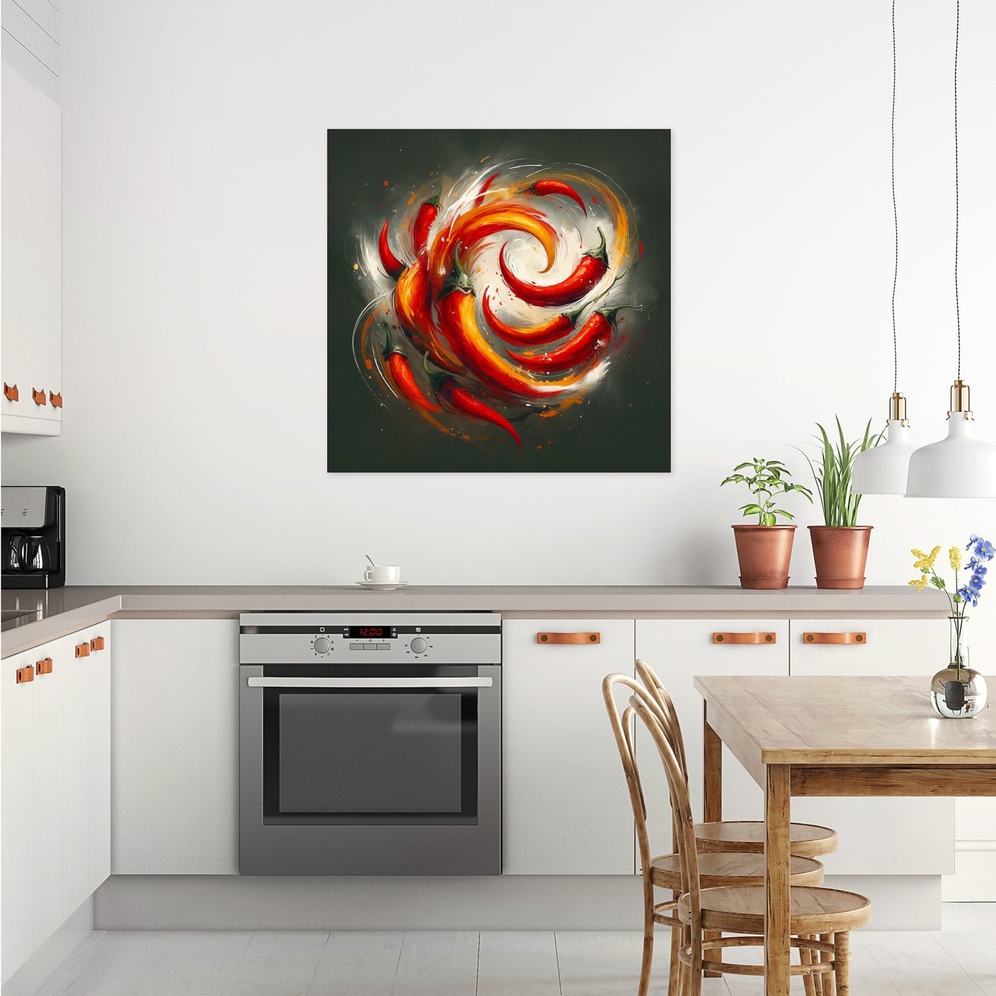 Fiery Pepper Swirls Canvas