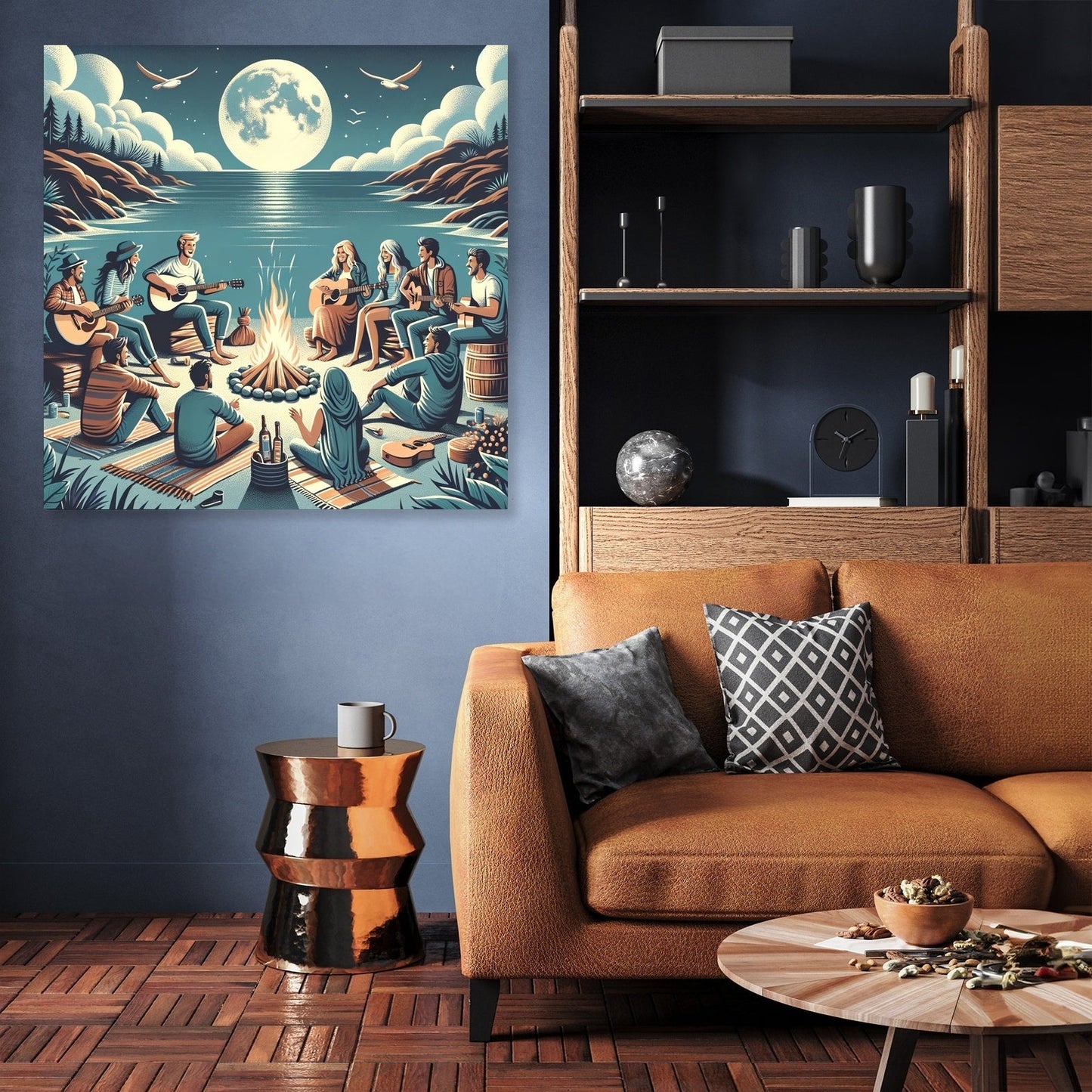 Beach Bonfire Rock Canvas