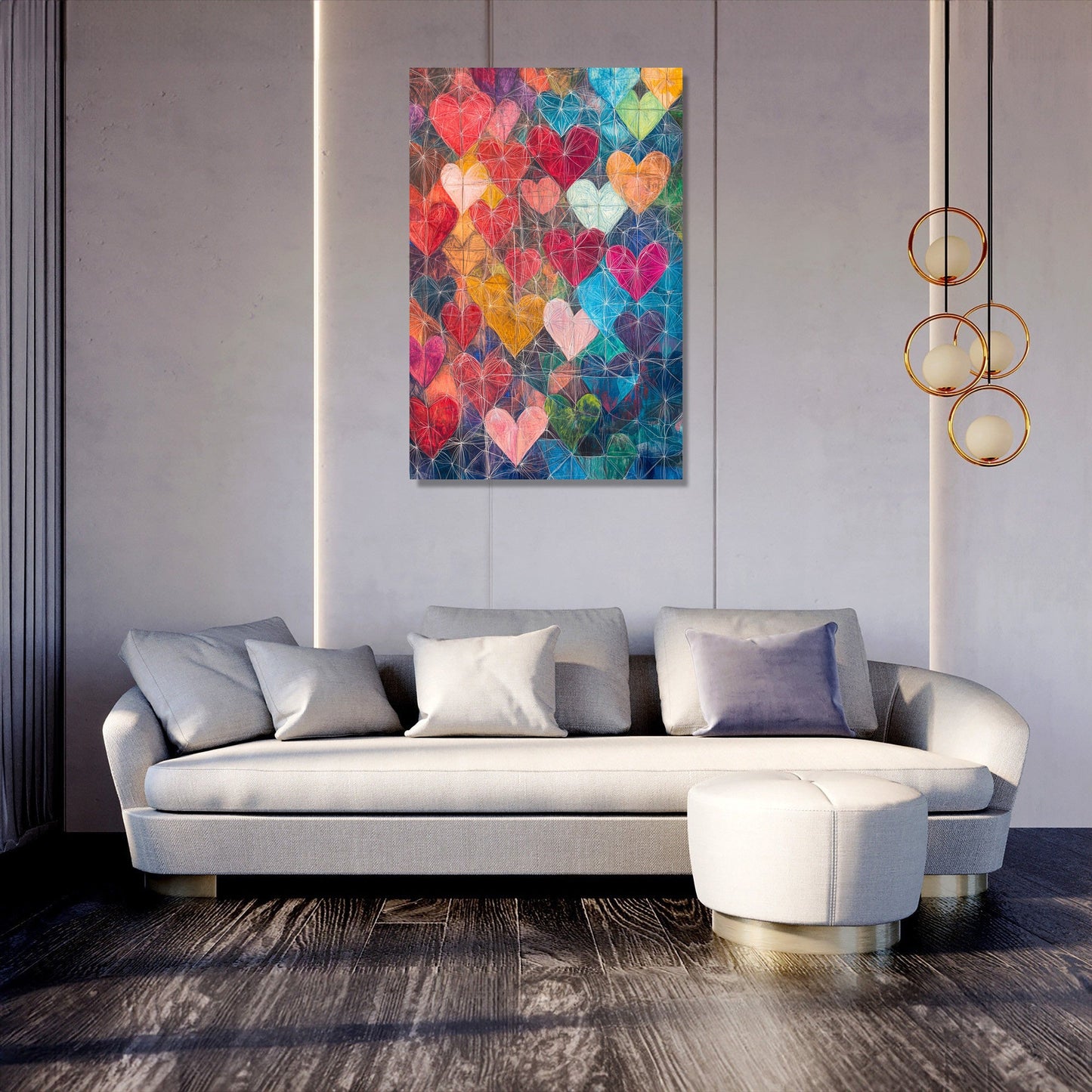 Intertwined Hearts Geometry Canvas
