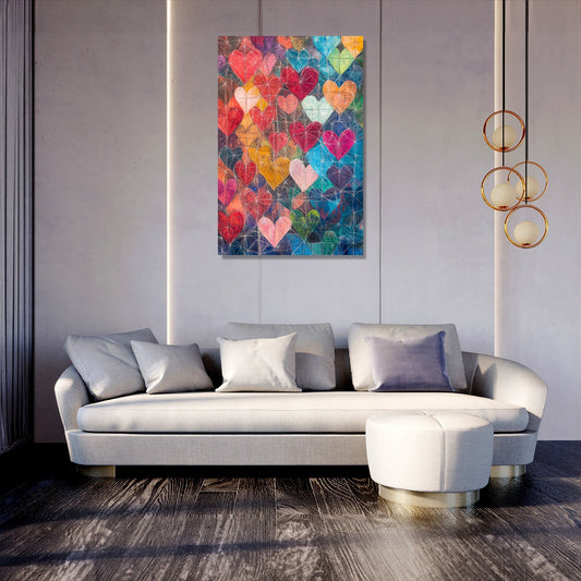 Intertwined Hearts Geometry Canvas