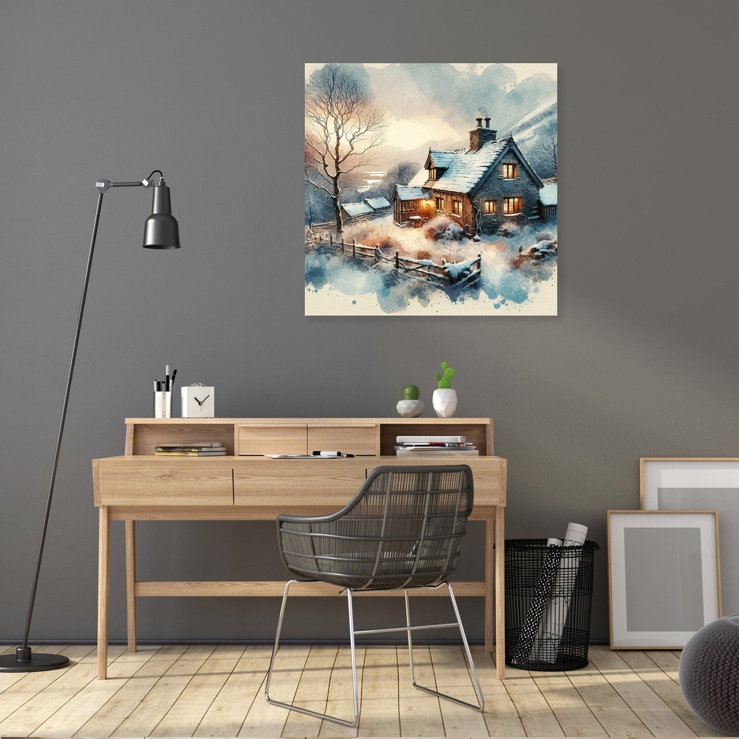 Winter's Embrace Cottage Canvas