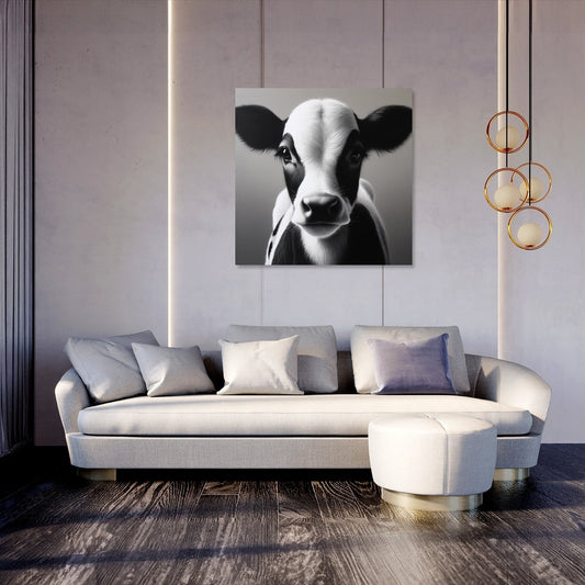 Monochromatic Serenity Cow Canvas