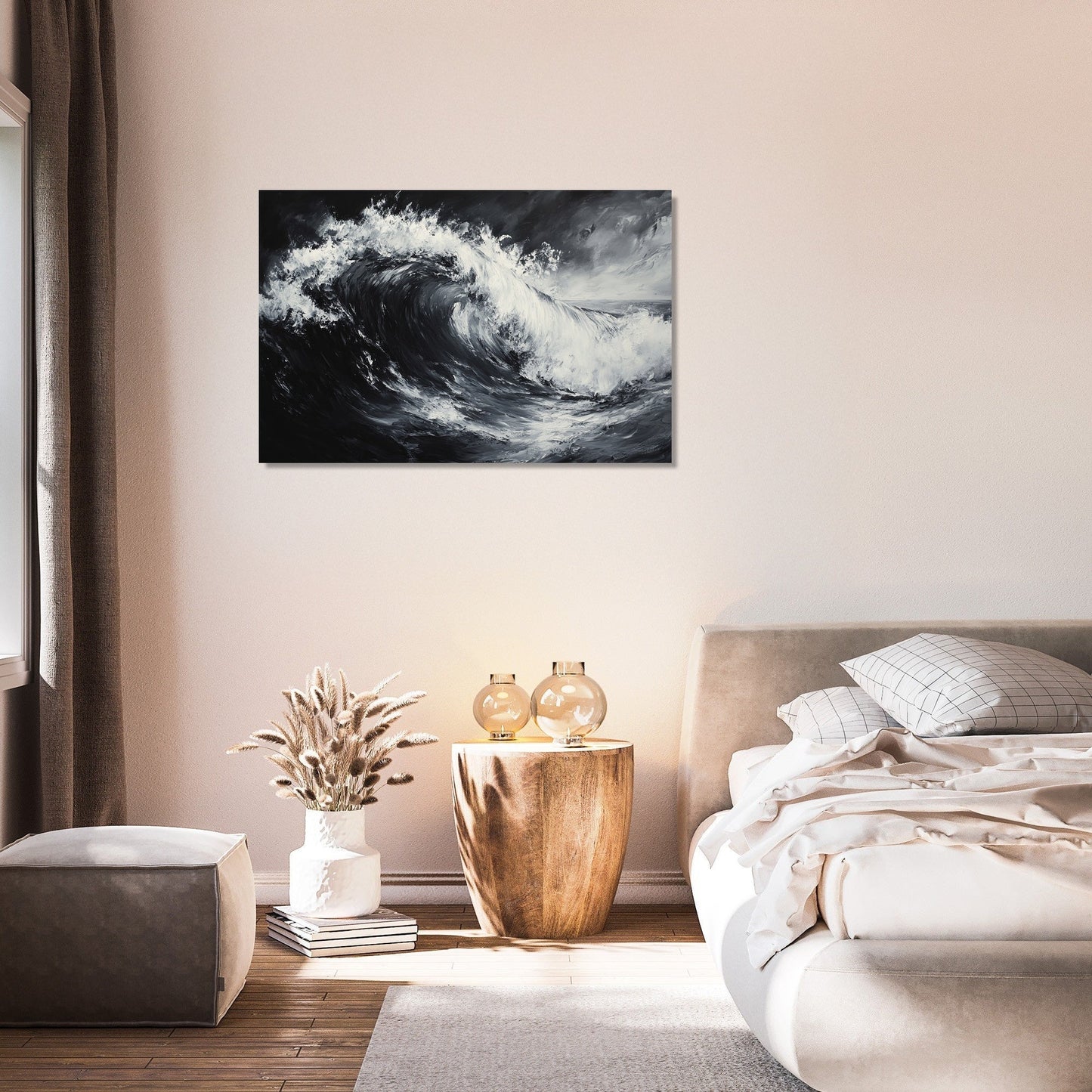 Monochrome Serenity Wave Canvas